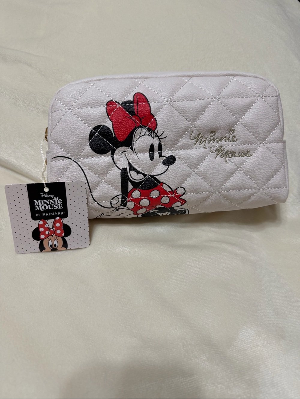 Primark Minnie Mouse White Quilted Cosmetic Bag NWT